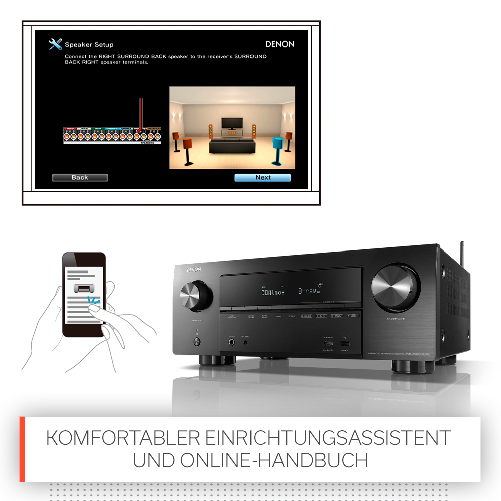 DENON AVR-X2600HDAB AV-Receiver (7.2 Kanäle, Schwarz)