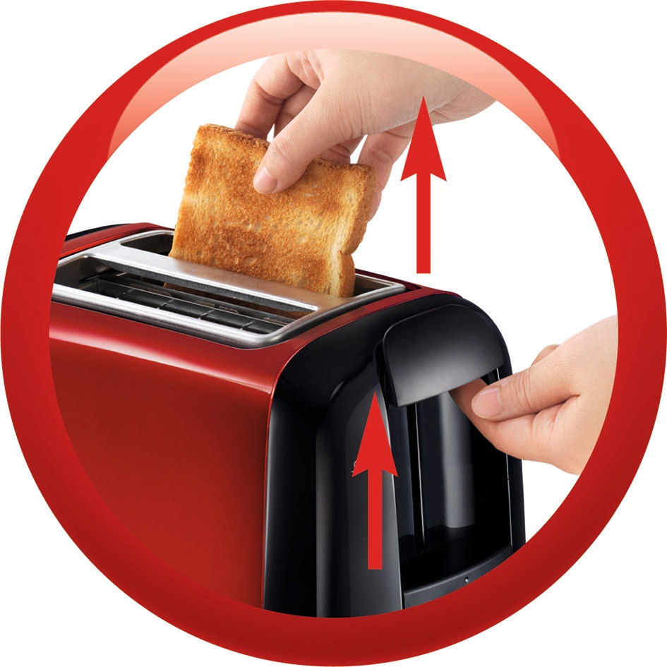 MOULINEX LT 261 D Toaster (850 Metallic/Rot/Schwarz Schlitze: 2) Watt
