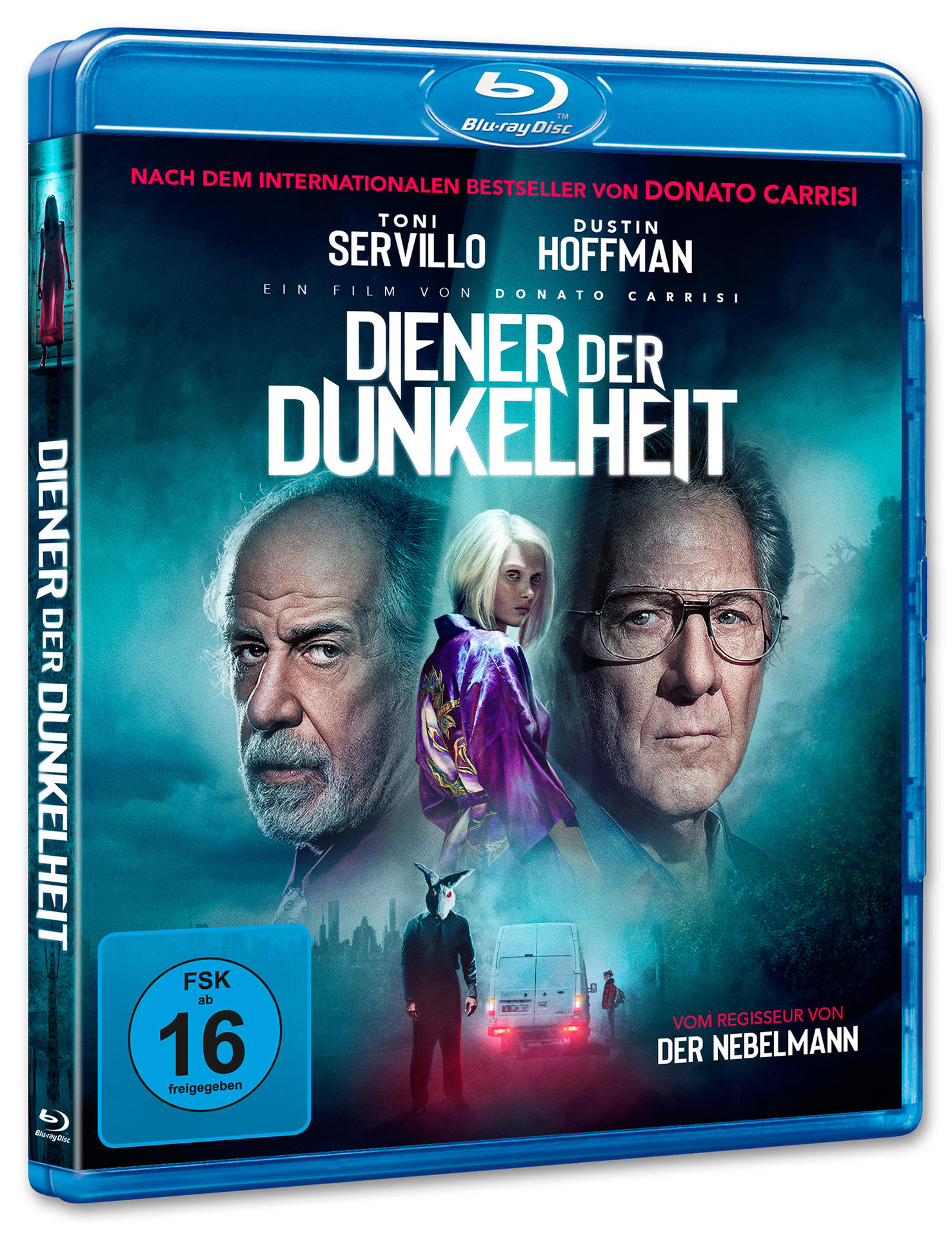 Blu-ray-Filmcover mit Schauspielern und dem Titel 'Dienner der Dunkelheit'.