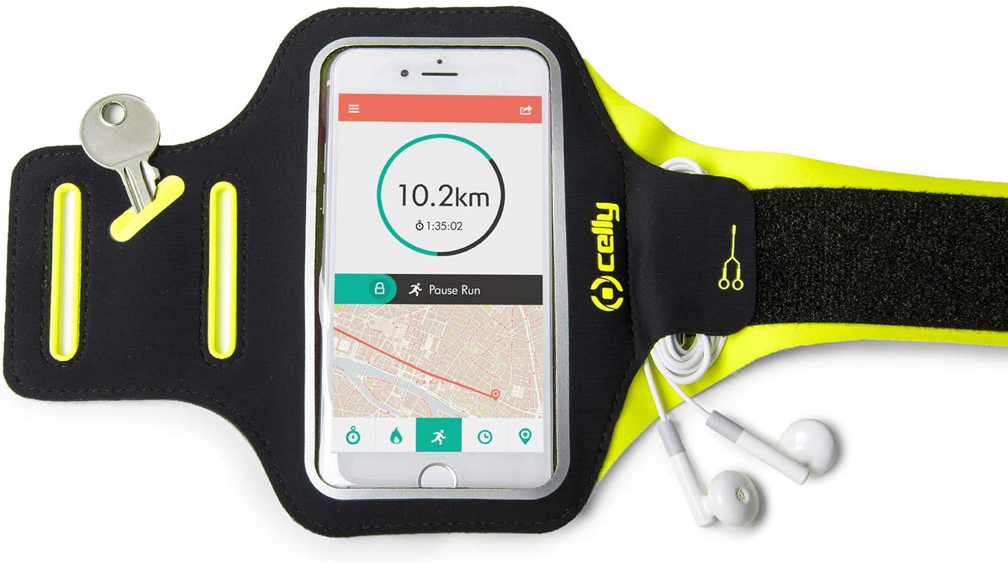 Funda - Celly CELBR009  , Brazalete para Smartphones, Hats 5", Amarillo