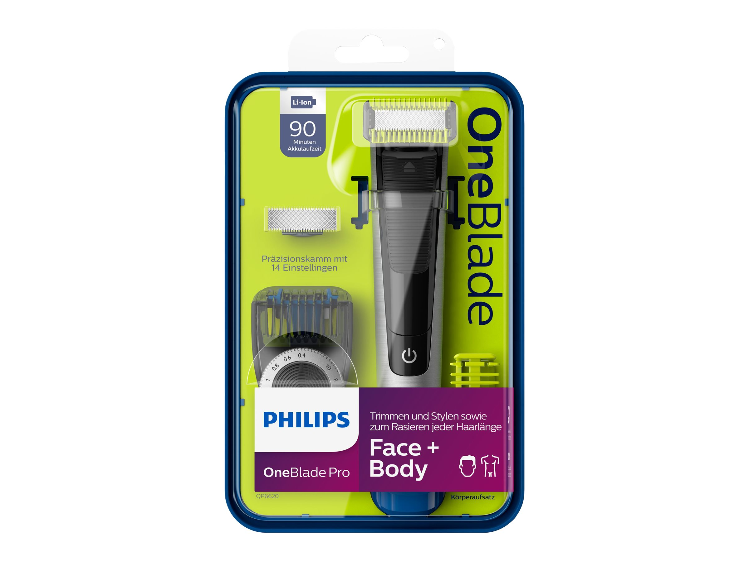 PHILIPS OneBlade Pro Face + Body QP6620/20, schwarz-silber Barttrimmer