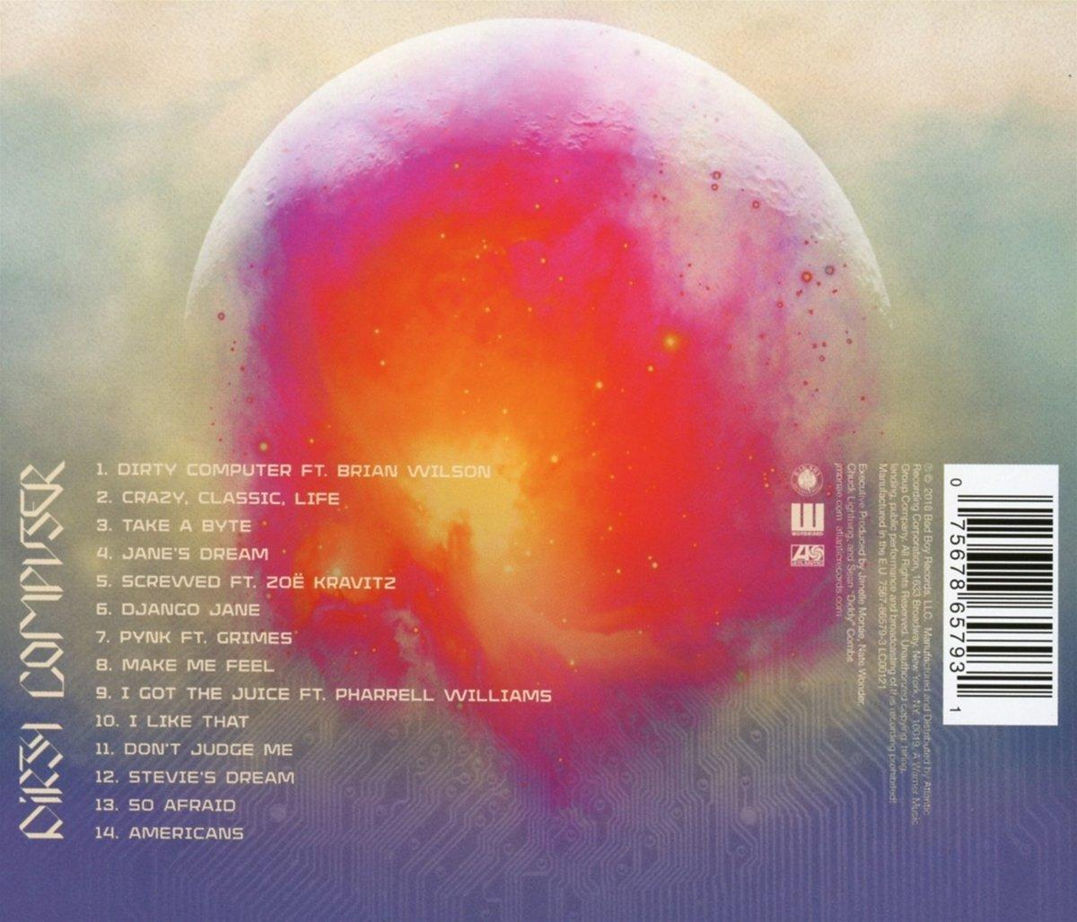 Albumcover mit rosa und orangefarbenem Planeten und Trackliste. Weißer Hintergrund.