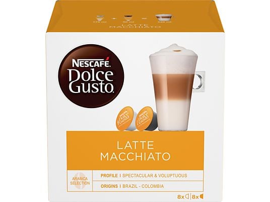 DOLCE GUSTO Kaffeekapsel Latte Macchiato (16 Stk. = 8x Kaffee 8x Milch, Kompatibles System: Nescafé Dolce Gusto)