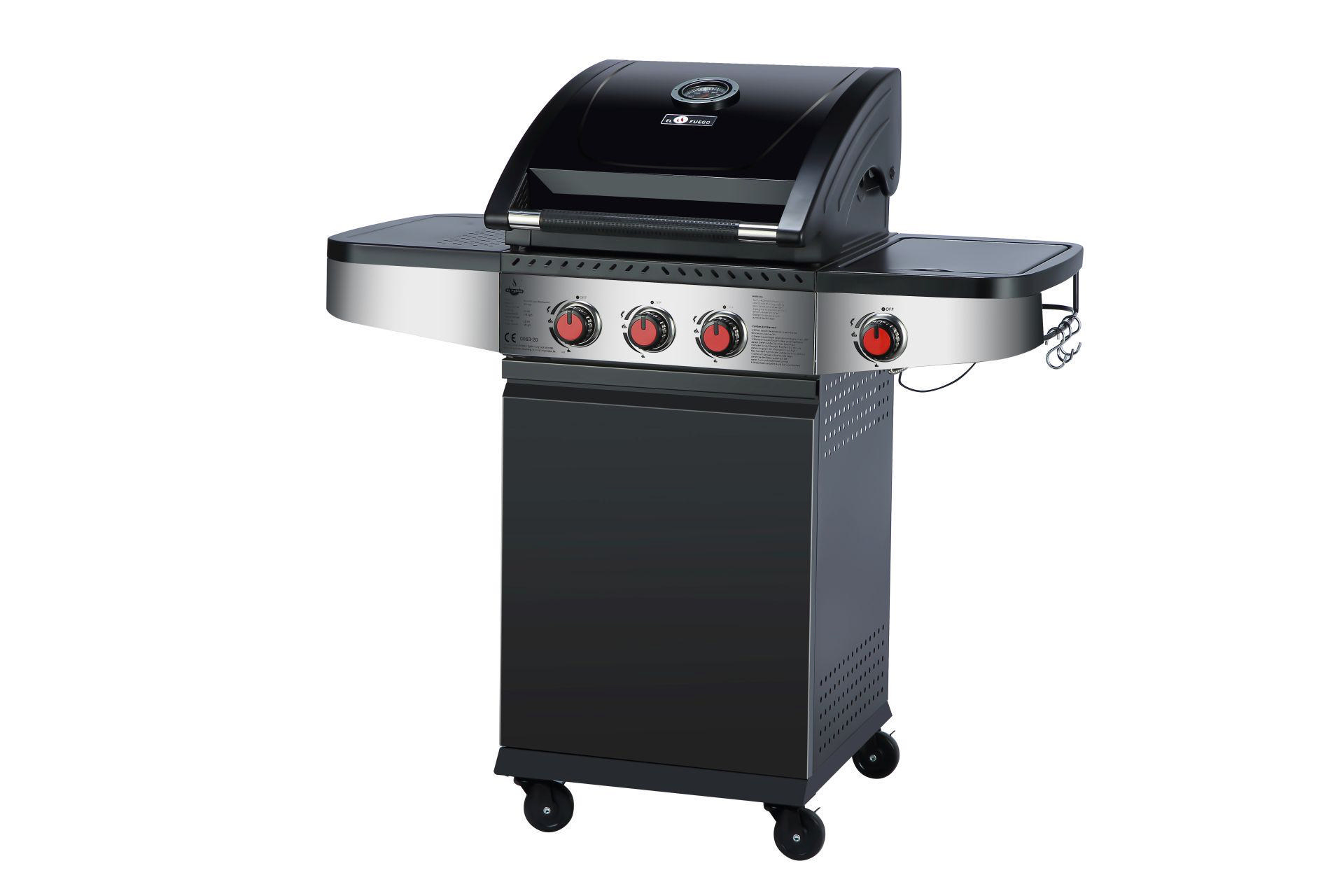 EL FUEGO AY 0591 Houston 3+1 Gasgrill, Schwarz (11500 Watt)