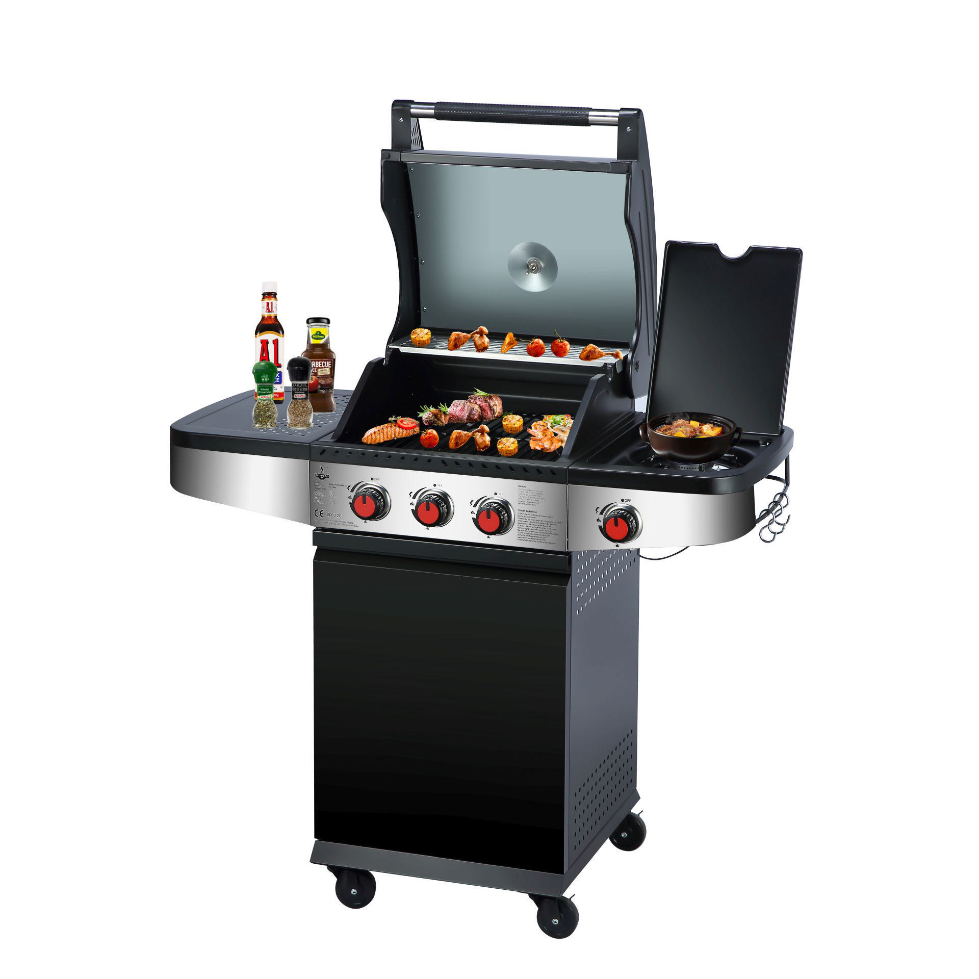 EL FUEGO AY 0591 Houston 3+1 Gasgrill, Schwarz (11500 Watt)