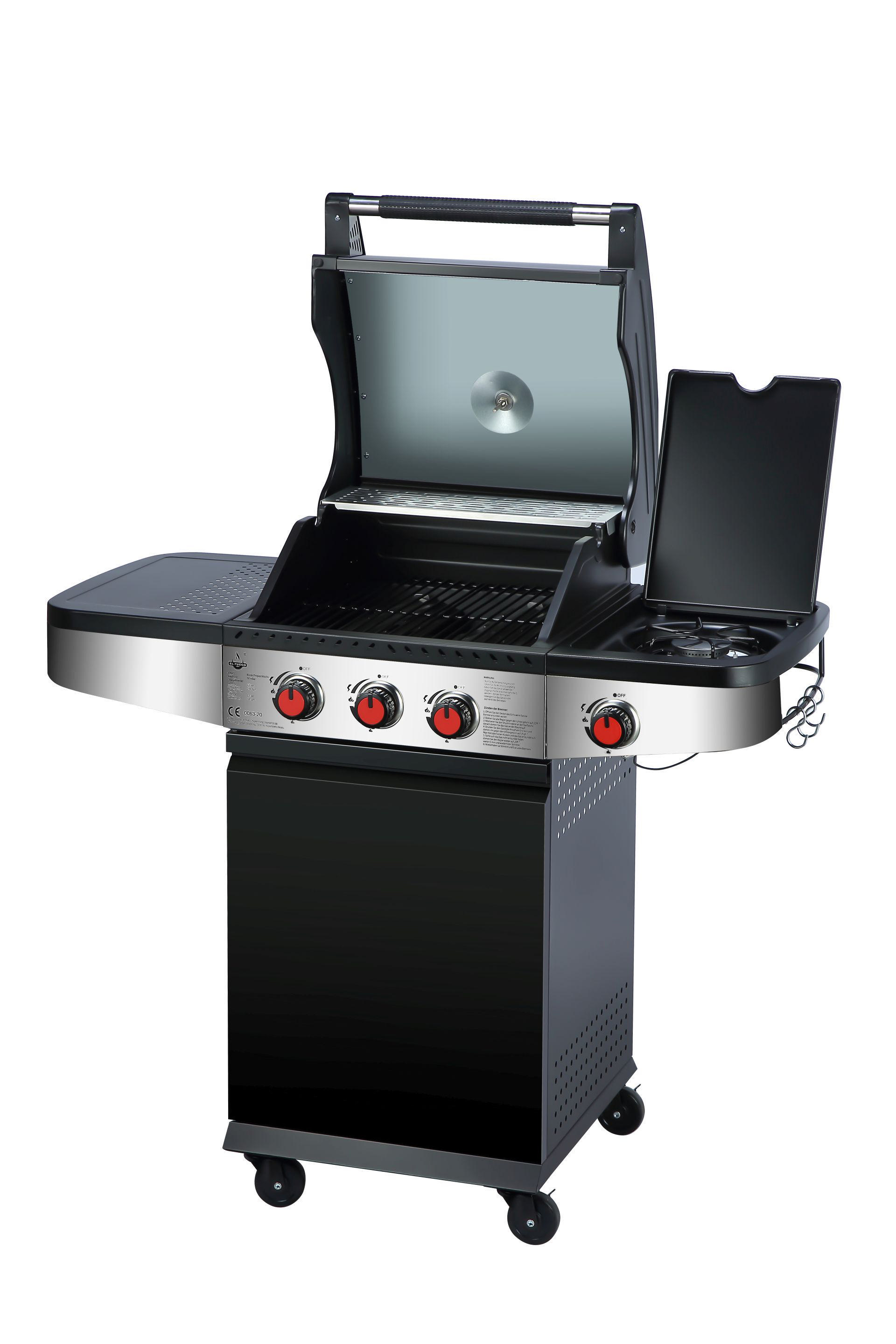 EL FUEGO AY 0591 Houston 3+1 Gasgrill, Schwarz (11500 Watt)
