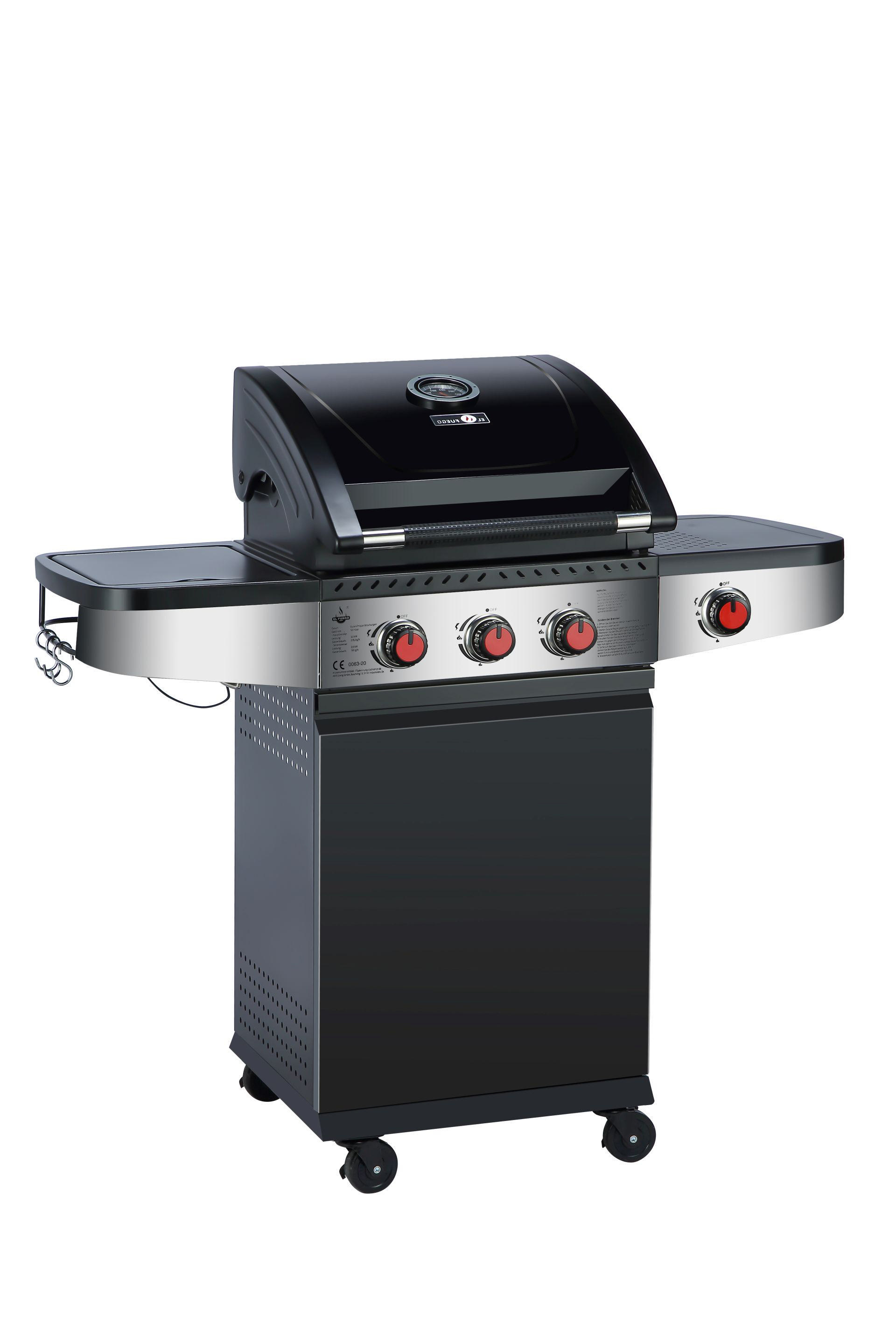 EL FUEGO AY 0591 Houston 3+1 Gasgrill, Schwarz (11500 Watt)