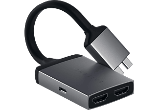 SATECHI ST-TCDHAM - Adapter USB-C zu 2x HDMI 4K (Grau/Schwarz)