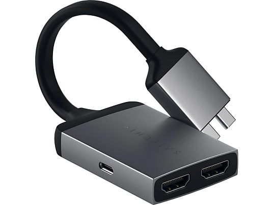 SATECHI ST-TCDHAM - Adaptateur USB-C vers 2x HDMI 4K (Gris/Noir)