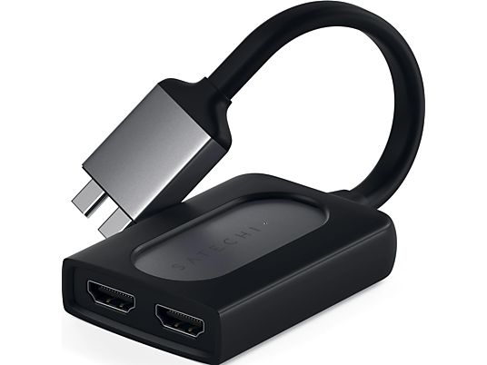 SATECHI ST-TCDHAM - Adattatore da USB-C a 2x HDMI 4K (Grigio/Nero)