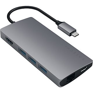 SATECHI Multi-Port Adapter USB-C Hub, 4K60Hz HDMI 2.0, PD 60W, USB 3.0, RJ45, SD/Micro-SD, Space Gray
