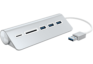 SATECHI ST-3HCRS - Concentrateur USB et lecteur de cartes (Argent)