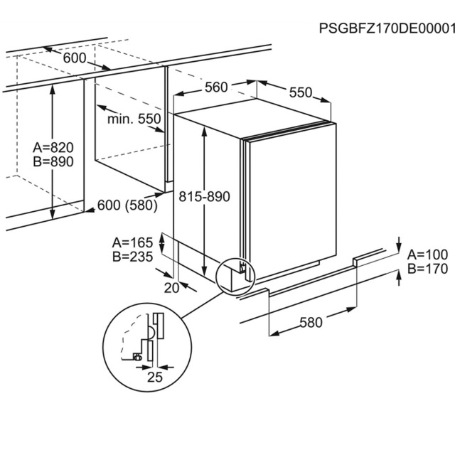 Table Top - ZANUSSI ZUA14020SA, Cíclico, 127 l, Integrable, 38 dB, A+, Blanco