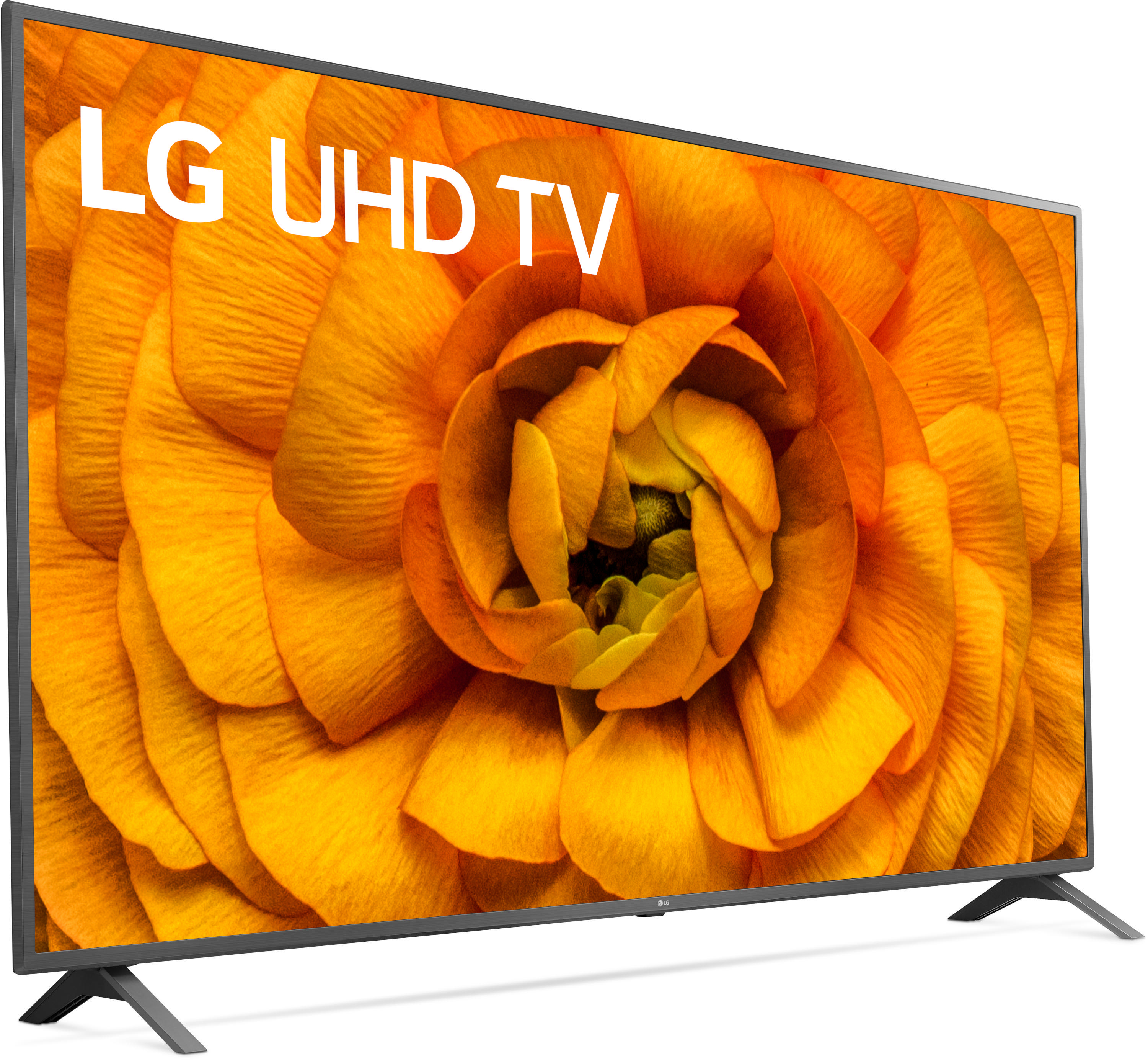 LG UHD TV, Nahaufnahme einer orangefarbenen Blume.