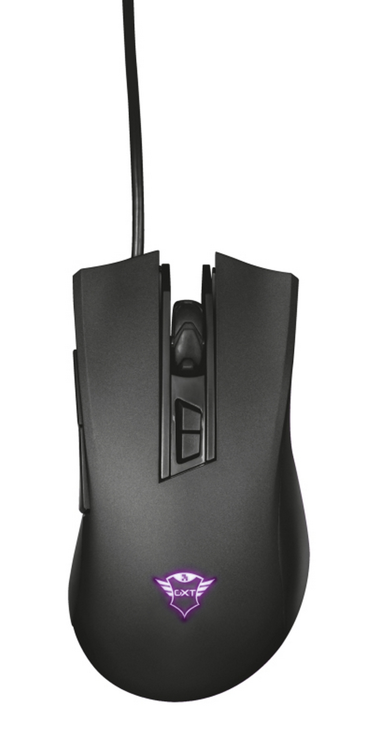 Ratón gaming - Trust GXT 121 Zeebo, Por cable, 3200 ppp, Retroiluminado, Óptico, Negro