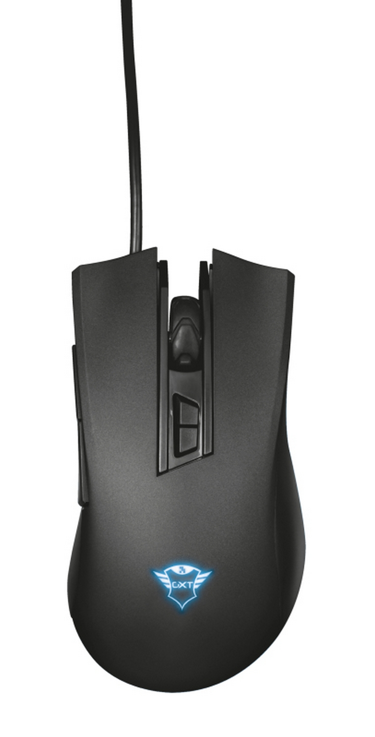 Ratón gaming - Trust GXT 121 Zeebo, Por cable, 3200 ppp, Retroiluminado, Óptico, Negro
