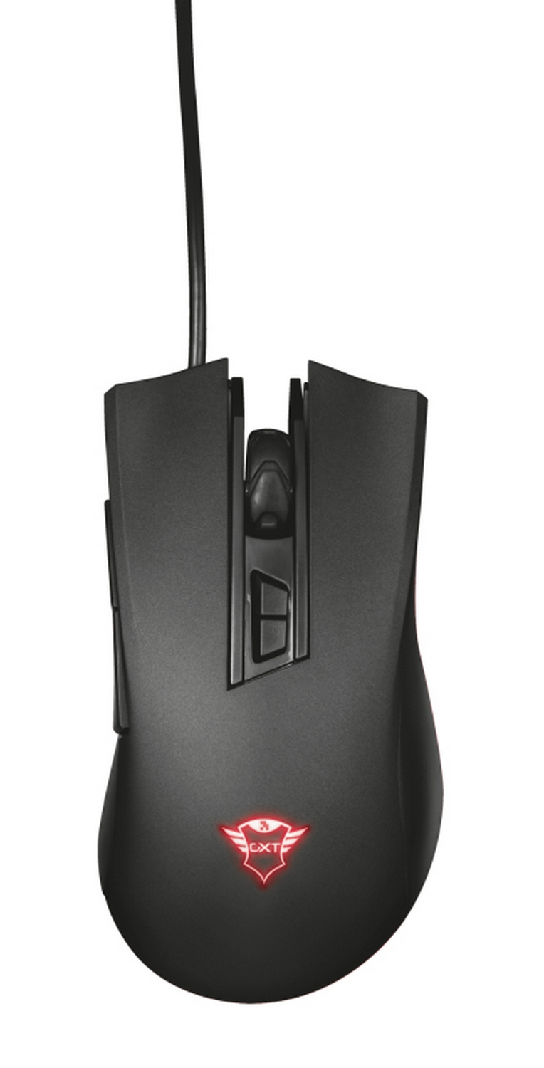 Ratón gaming - Trust GXT 121 Zeebo, Por cable, 3200 ppp, Retroiluminado, Óptico, Negro