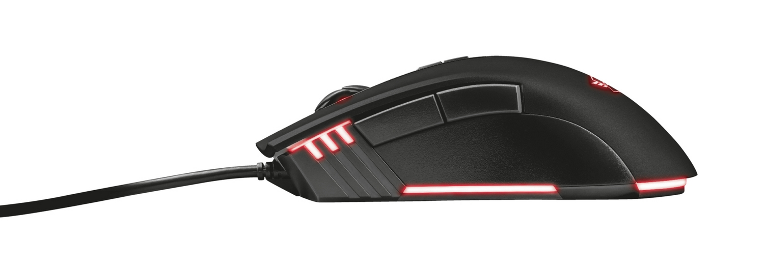 Ratón gaming - Trust GXT 121 Zeebo, Por cable, 3200 ppp, Retroiluminado, Óptico, Negro