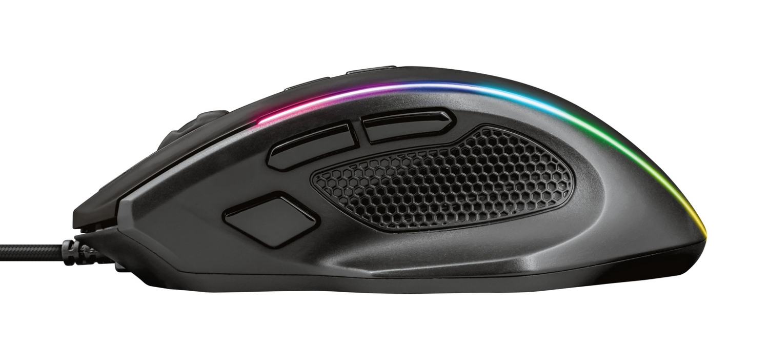 Ratón gaming - Trust GXT 165 Celox, Por cable, 10000 ppp, Retroiluminado, Negro