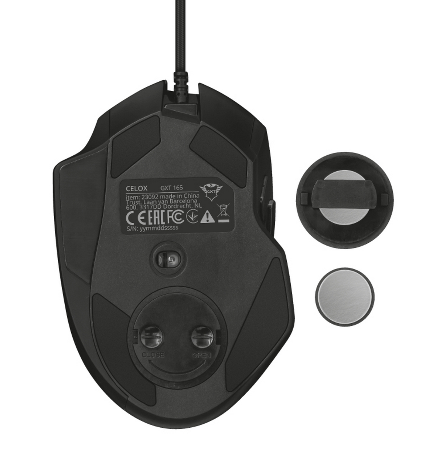 Ratón gaming - Trust GXT 165 Celox, Por cable, 10000 ppp, Retroiluminado, Negro