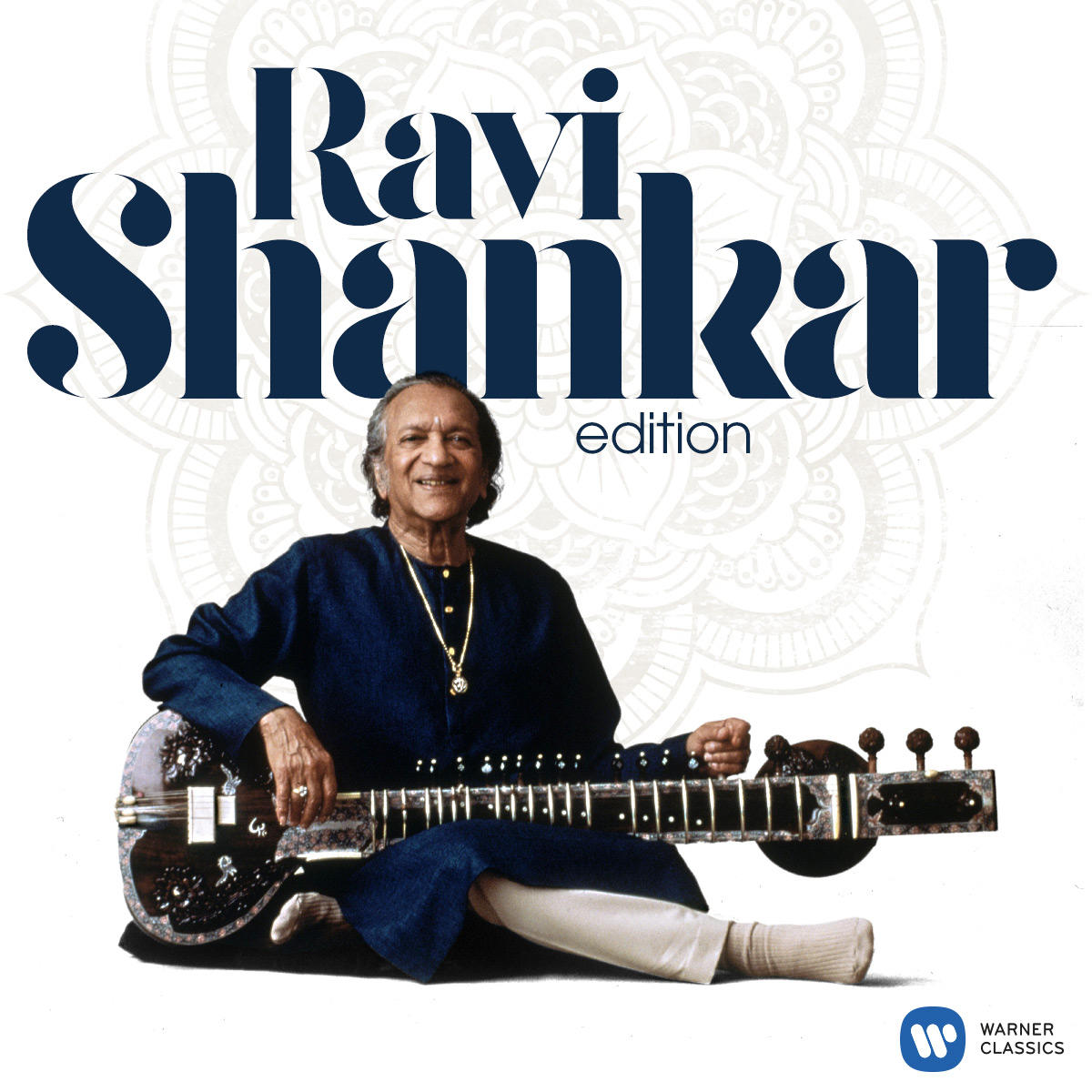 Ravi Shankar szitárral, album borító.