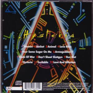 A Def Leppard album hátulja a dalok címeivel és egy CD logóval.