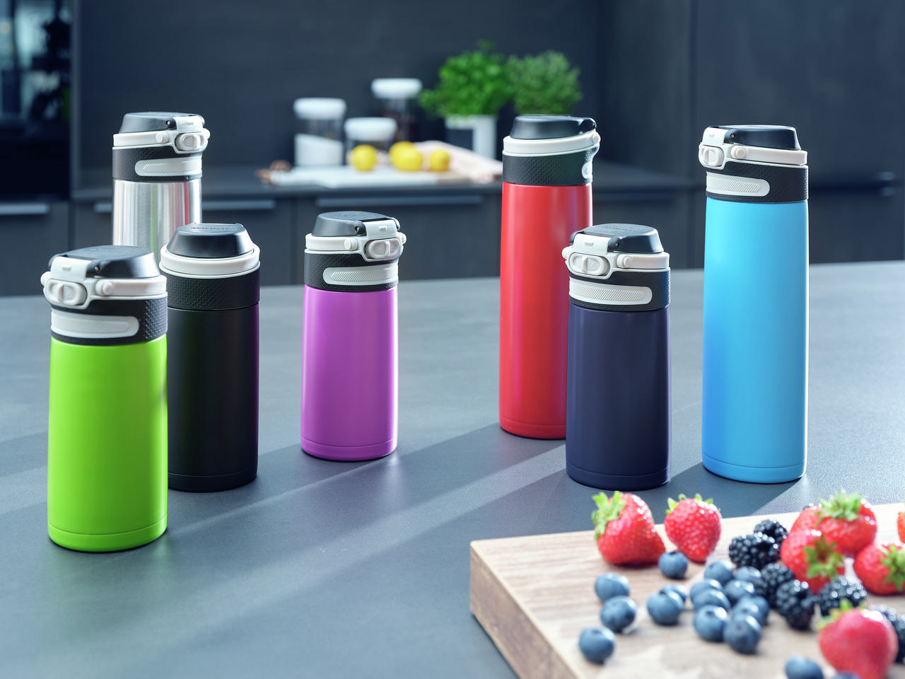 LEIFHEIT 3244 Isolierbecher Flip Thermobecher Silber