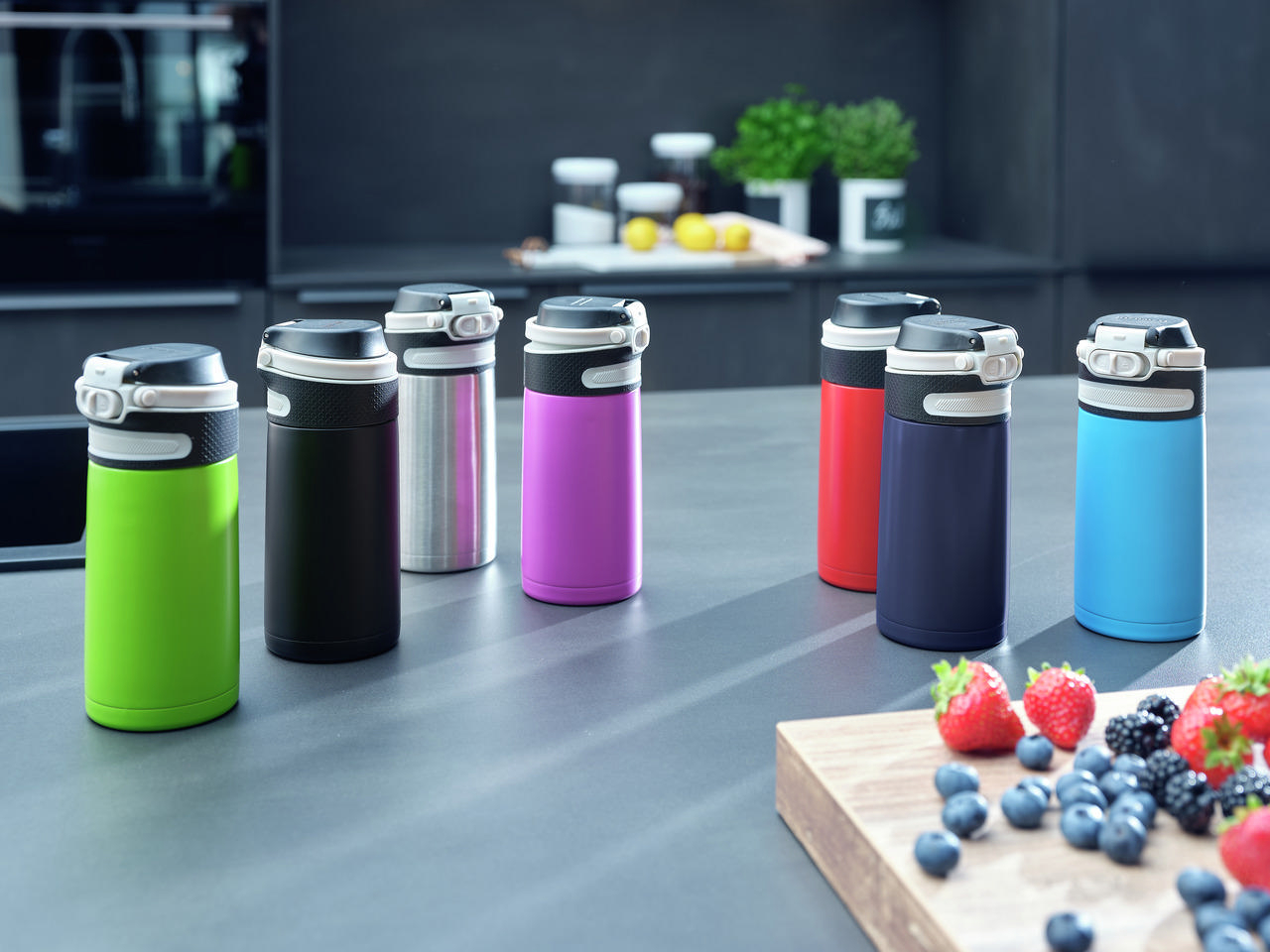 LEIFHEIT 3244 Isolierbecher Flip Thermobecher Silber
