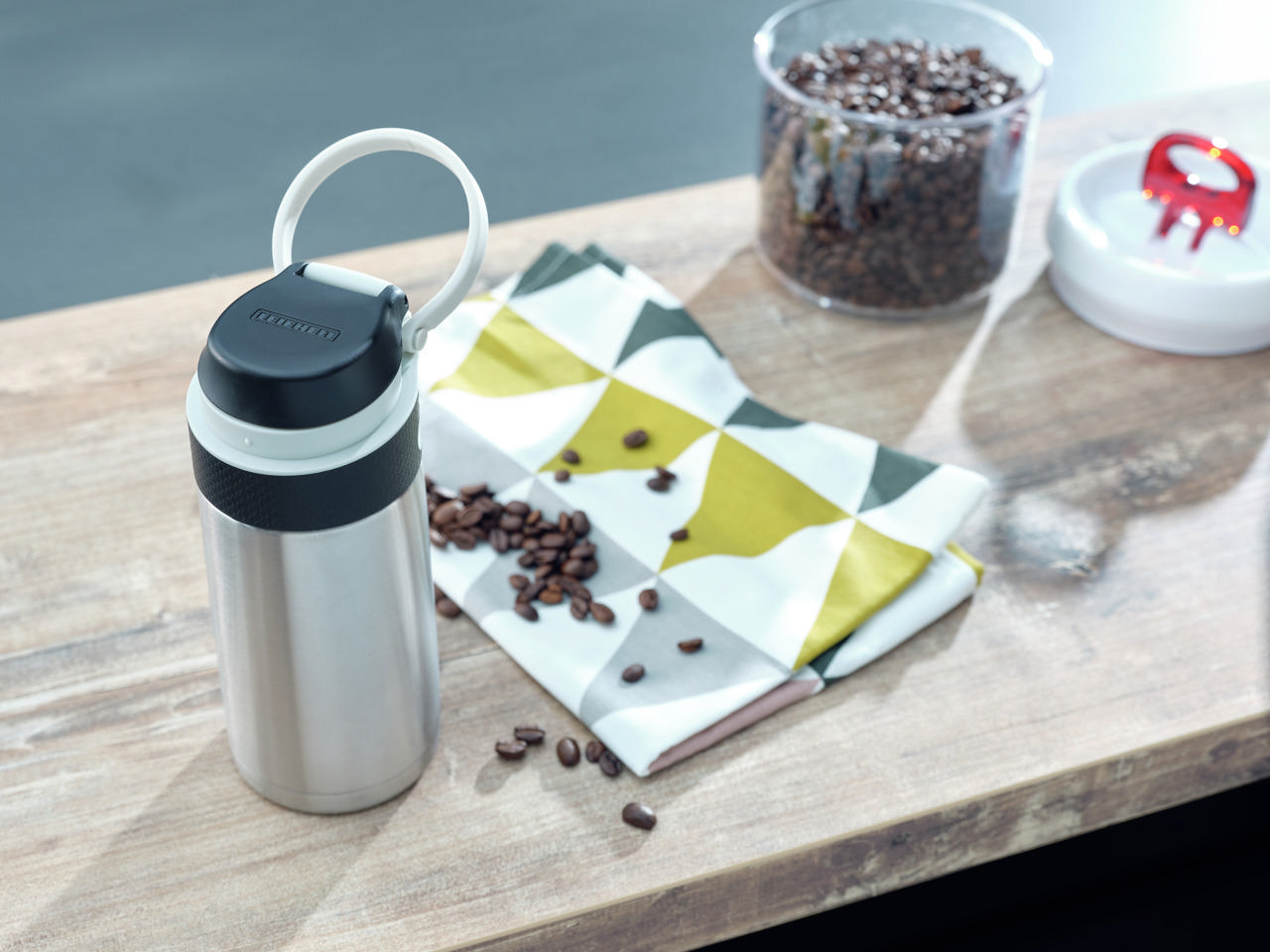 LEIFHEIT 3244 Isolierbecher Flip Thermobecher Silber