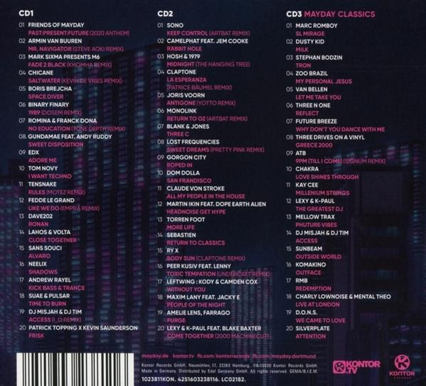 CD-Cover mit Titellisten für verschiedene Künstler, in einer lebendigen Mischung aus Farben und Schriftarten.