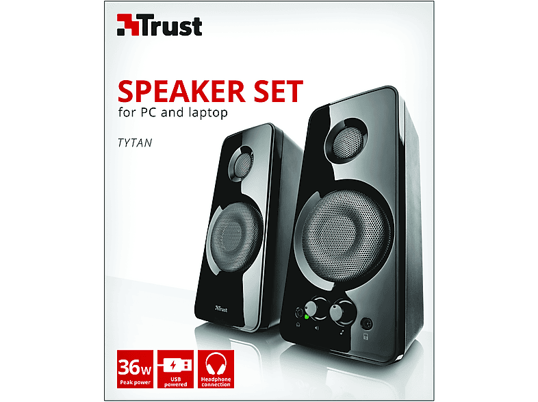 TRUST 21560 Tytan 2.0 Speaker Set, PC Lautsprecher, 18 Watt, Schwarz — Foto 4 von 5