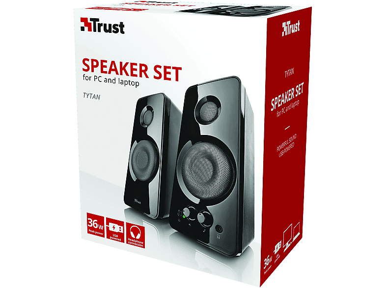 TRUST 21560 Tytan 2.0 Speaker Set, PC Lautsprecher, 18 Watt, Schwarz — Foto 5 von 5