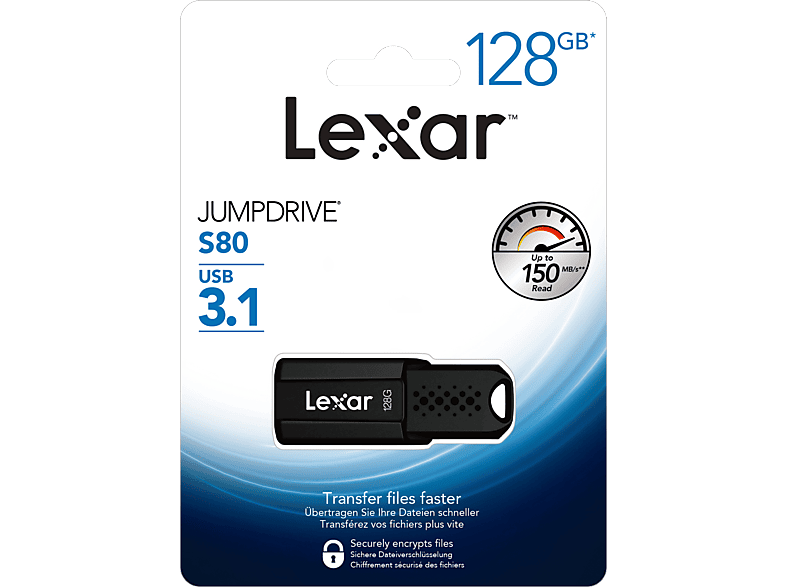 LEXAR JumpDrive S80 3.1 USBStick, 128 GB, 150 MB/s, schwarz USBSticks MediaMarkt
