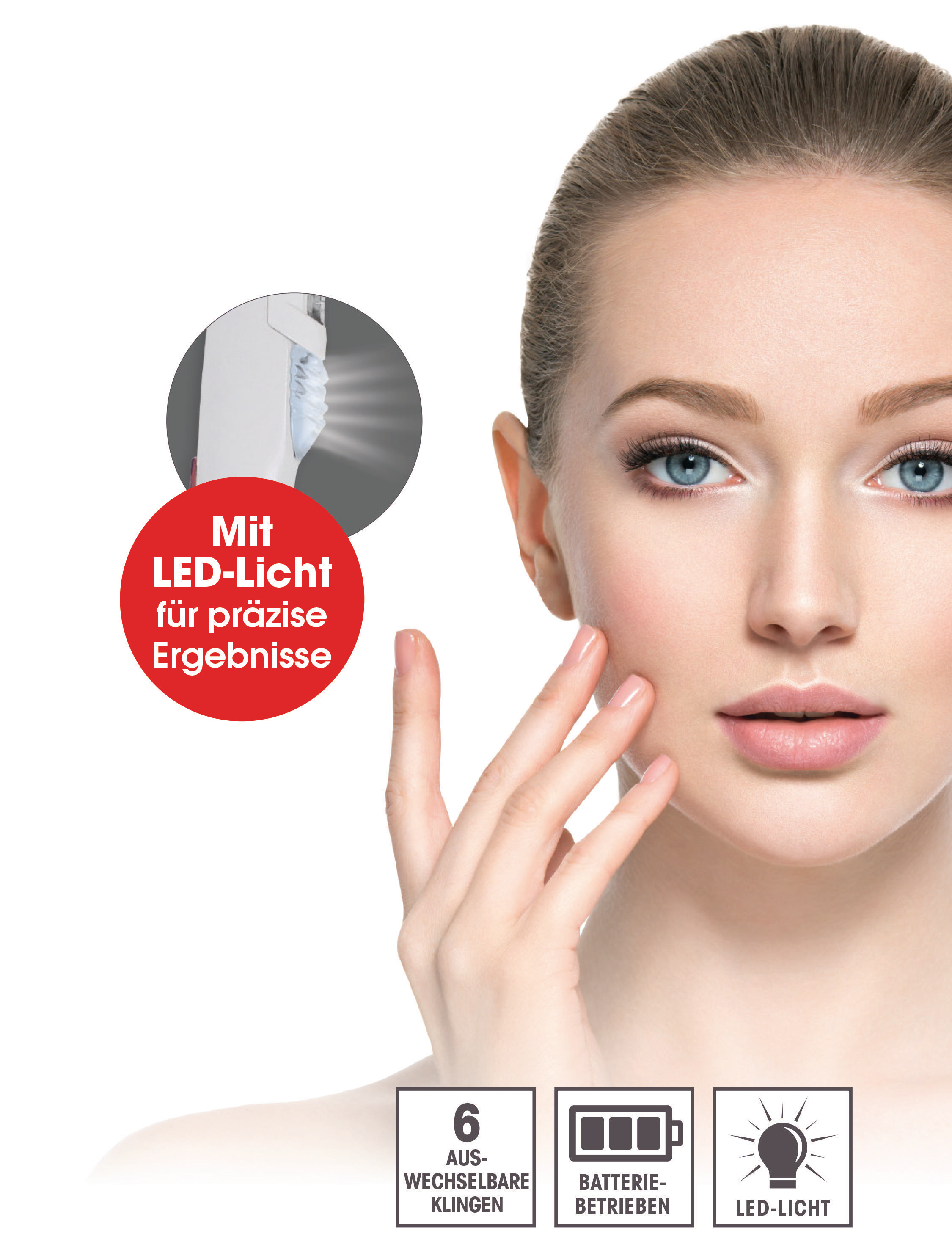 VITALMAXX 8122 Perfect Shave Glow Skin Rasierer, Weiß