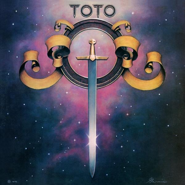 TOTO album borító, karddal és szalagokkal, körrel és csillagos háttérrel.