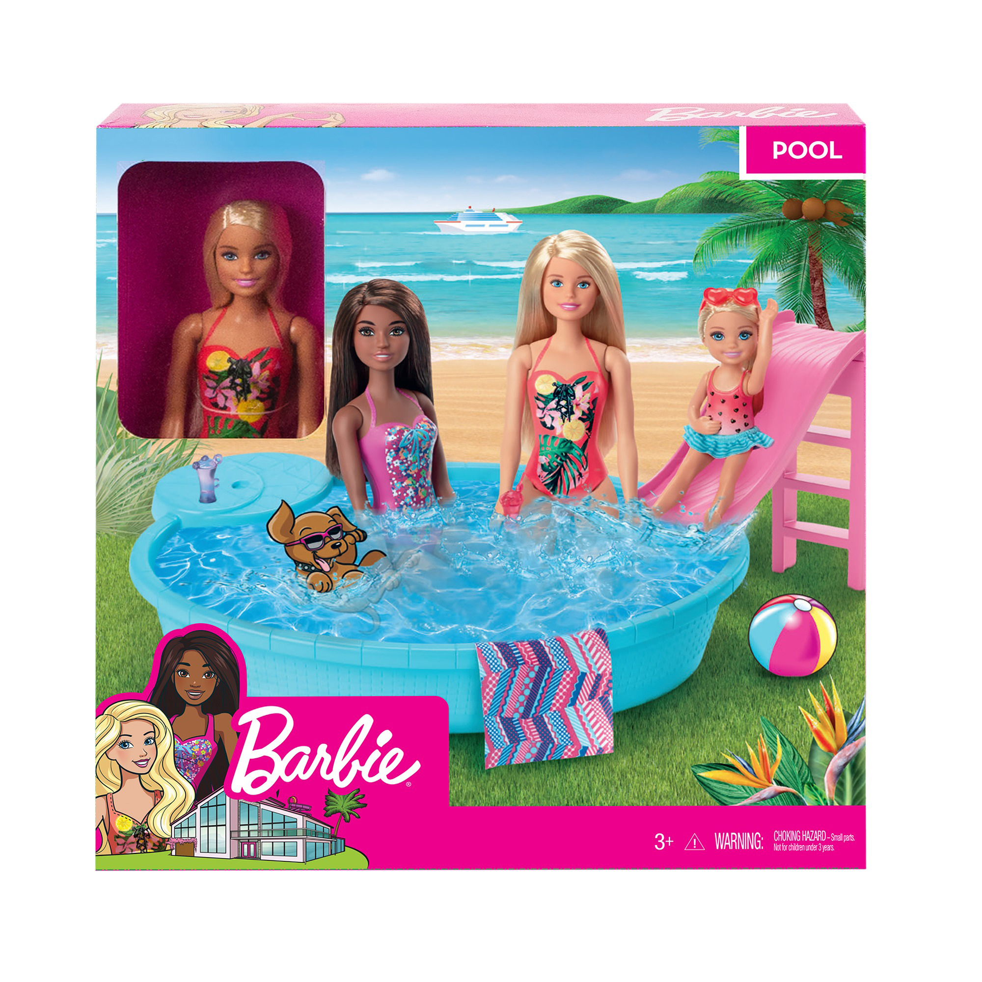 Puppe (blond) Mehrfarbig BARBIE Pool Spielset