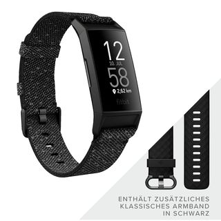 FITBIT Charge 4 NFC Special Edition mit zusätzlichem Armband, Fitness Tracker, S, L, Black/Granite