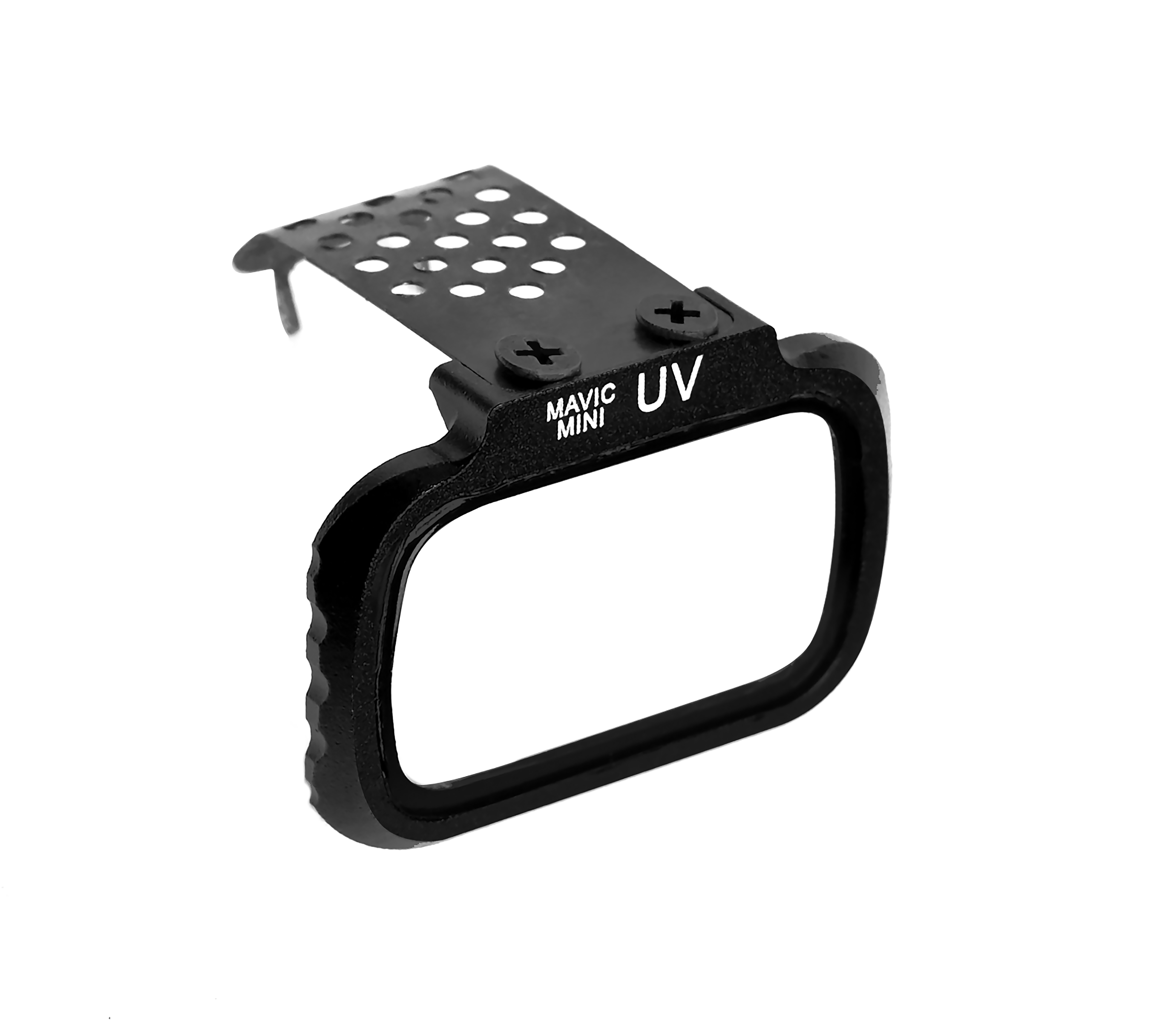 Black Mavic Mini UV filter with MAVIC MINI and UV text.