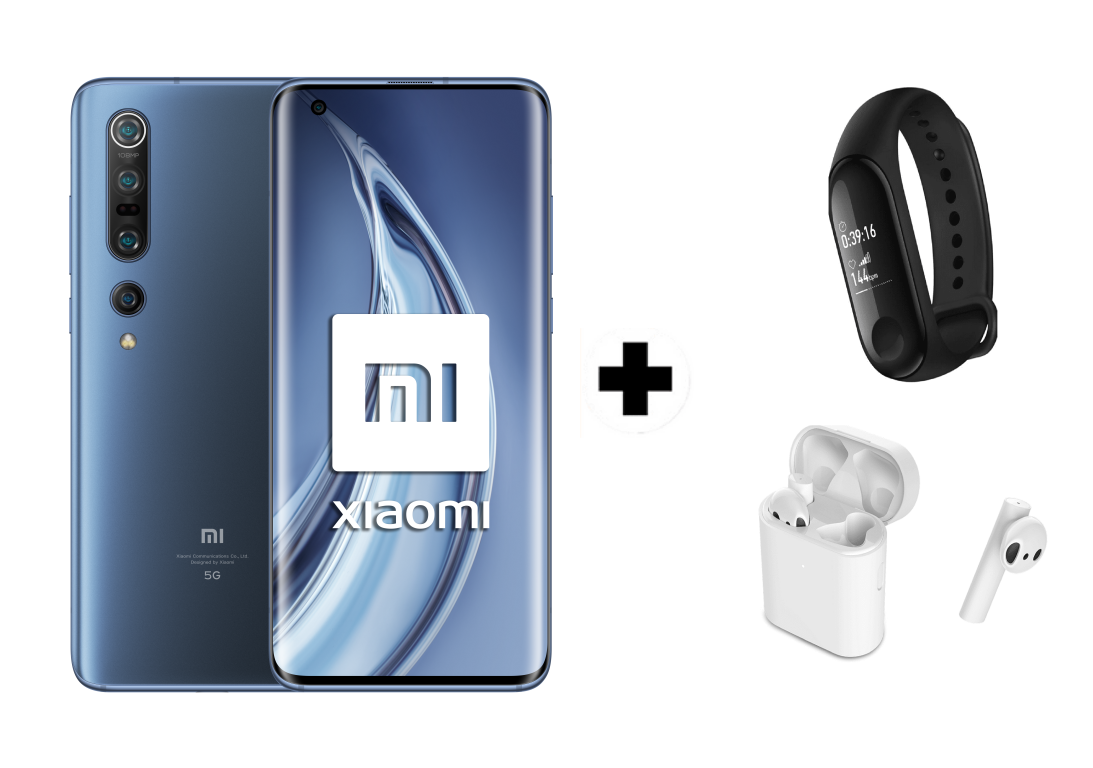 Móvil - Xiaomi Mi 10 Pro, Gris, 256GB, 8GB, 6.67" FHD+, Snapdragon 865, 4500mAh + Mi Band 3 + Mi Airdots Pro 2