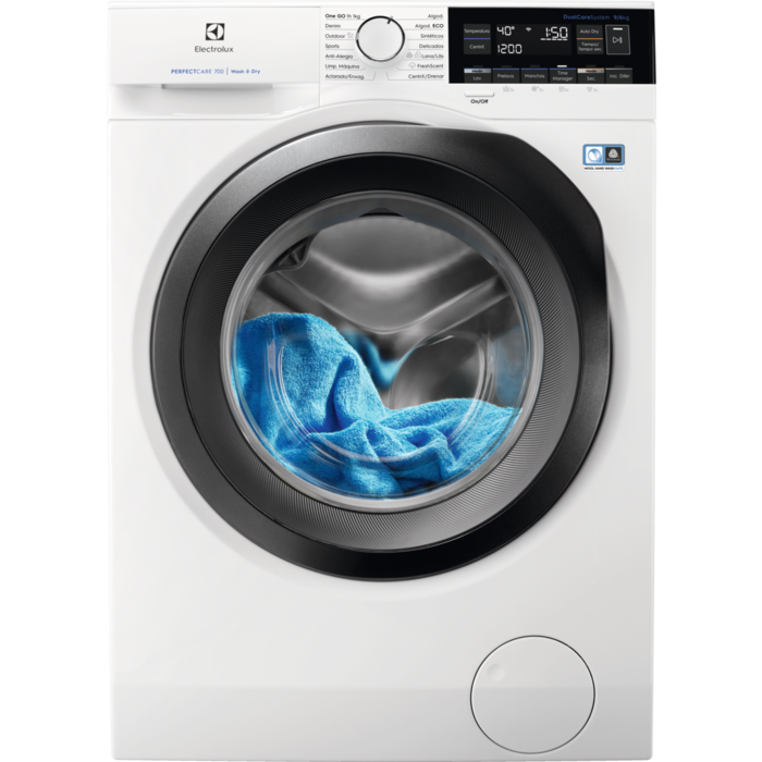 Lavadora secadora - Electrolux EW7W3964LB, 9 kg lavado, 6 kg secado, 1600 rpm, Blanco