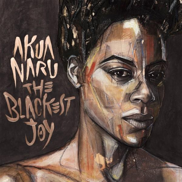 Akua Naru portréja, címe: The Blackest Joy. Absztrakt ecsetvonások földszínekben.