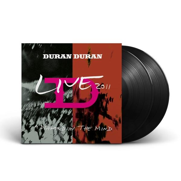 Duran Duran Live Albumcover, zwei schwarze Schallplatten auf weißem Hintergrund.