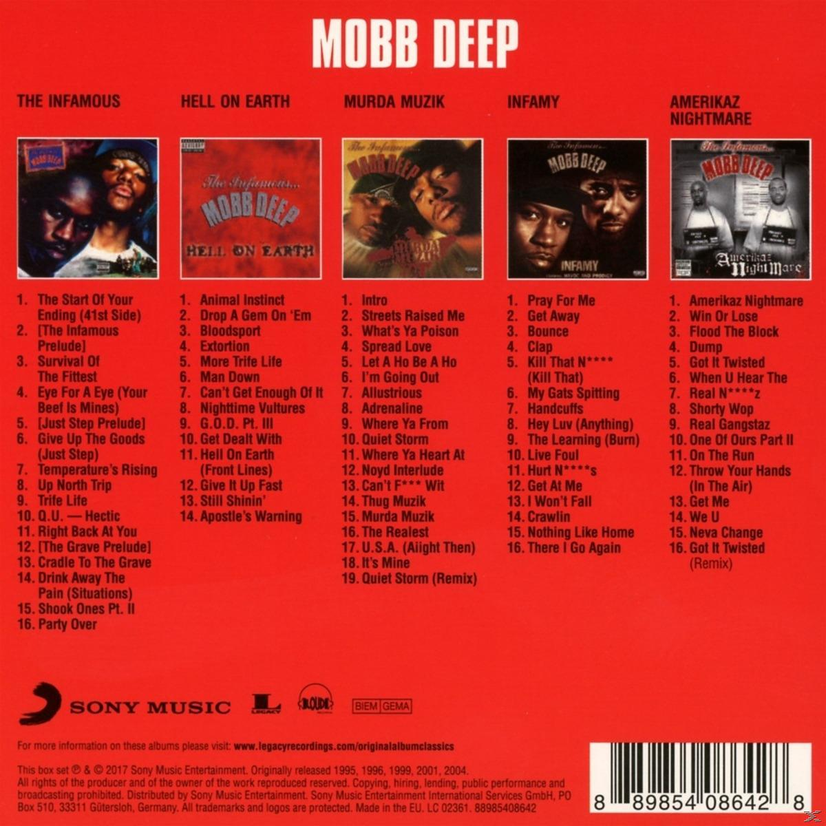 A Mobb Deep album hátlapja a számlistákkal és az album borítójával.