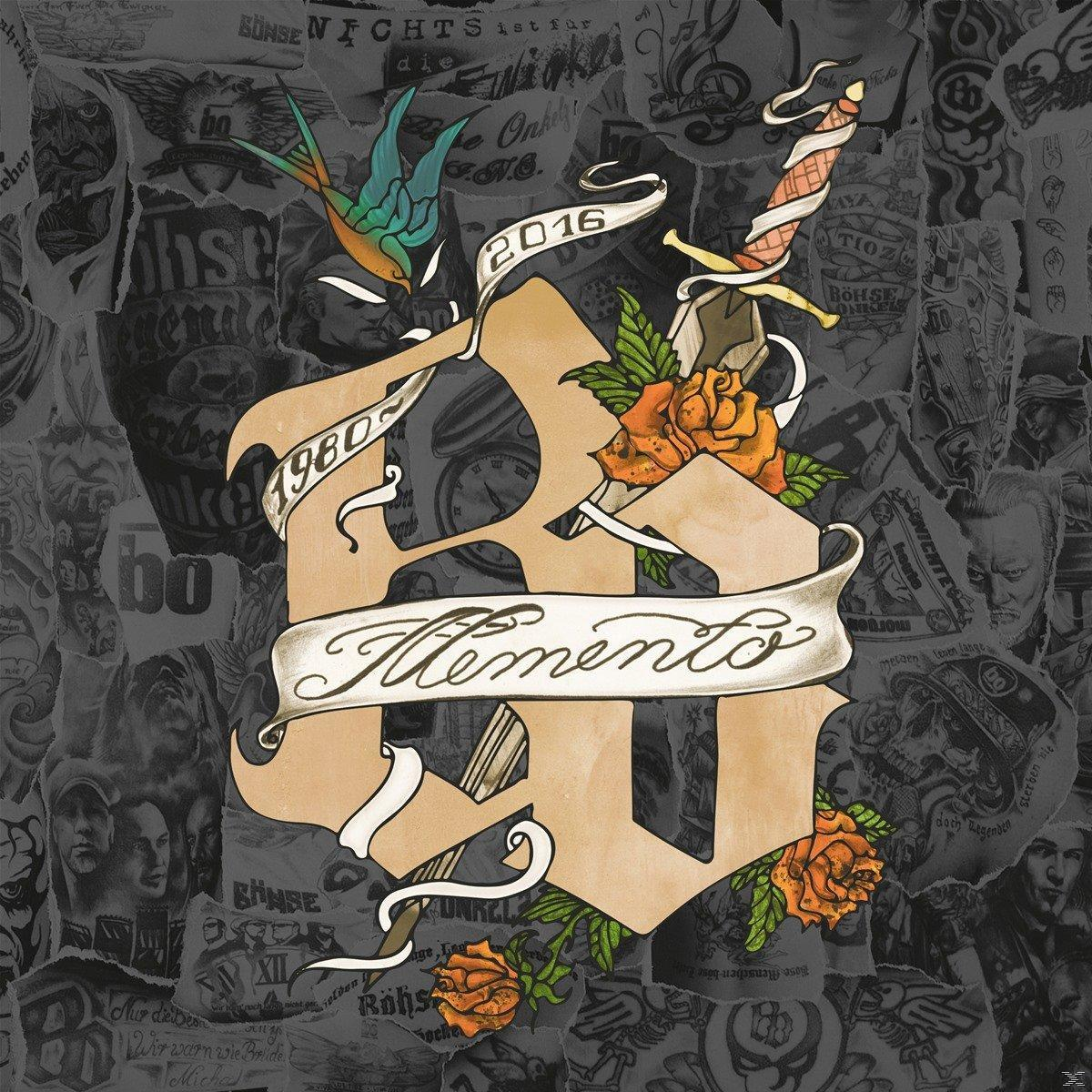 Albumcover: Tattoo-Kunst, Schwert, Rosen, Banner und Text. Grauer Hintergrund.