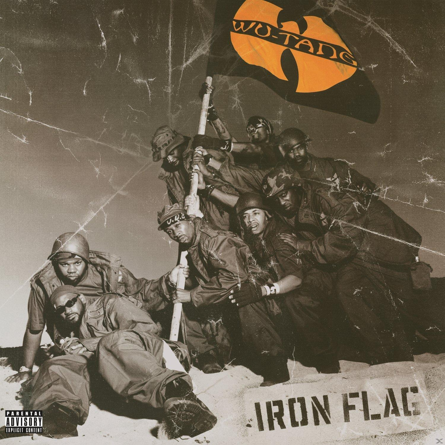 Albumcover mit dem Wu-Tang Clan. Männergruppe hält eine Flagge.