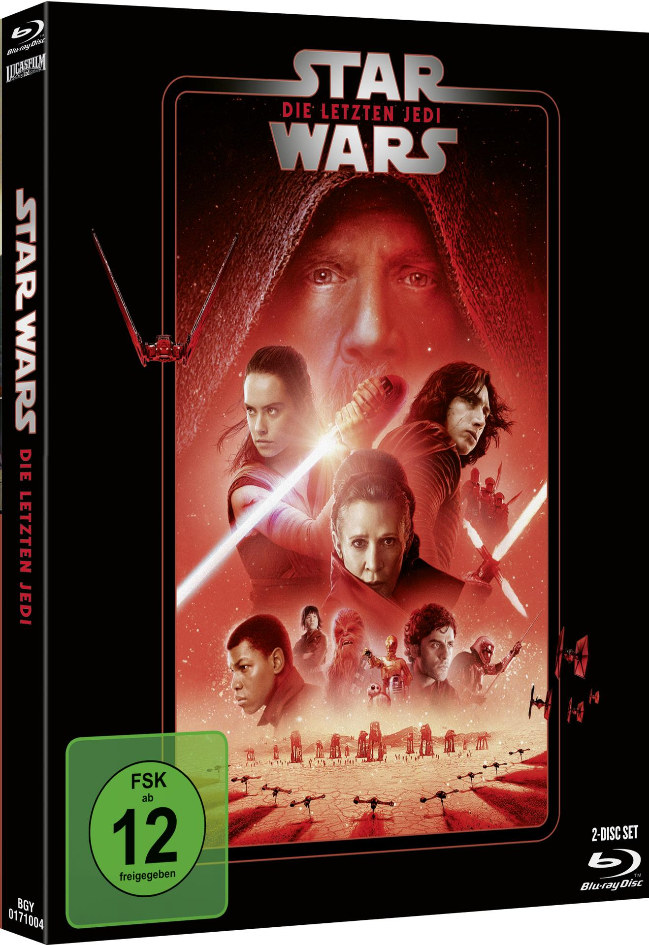 DVD-Hülle mit einem Star Wars-Filmcover. Es zeigt mehrere Charaktere und einen roten Hintergrund.