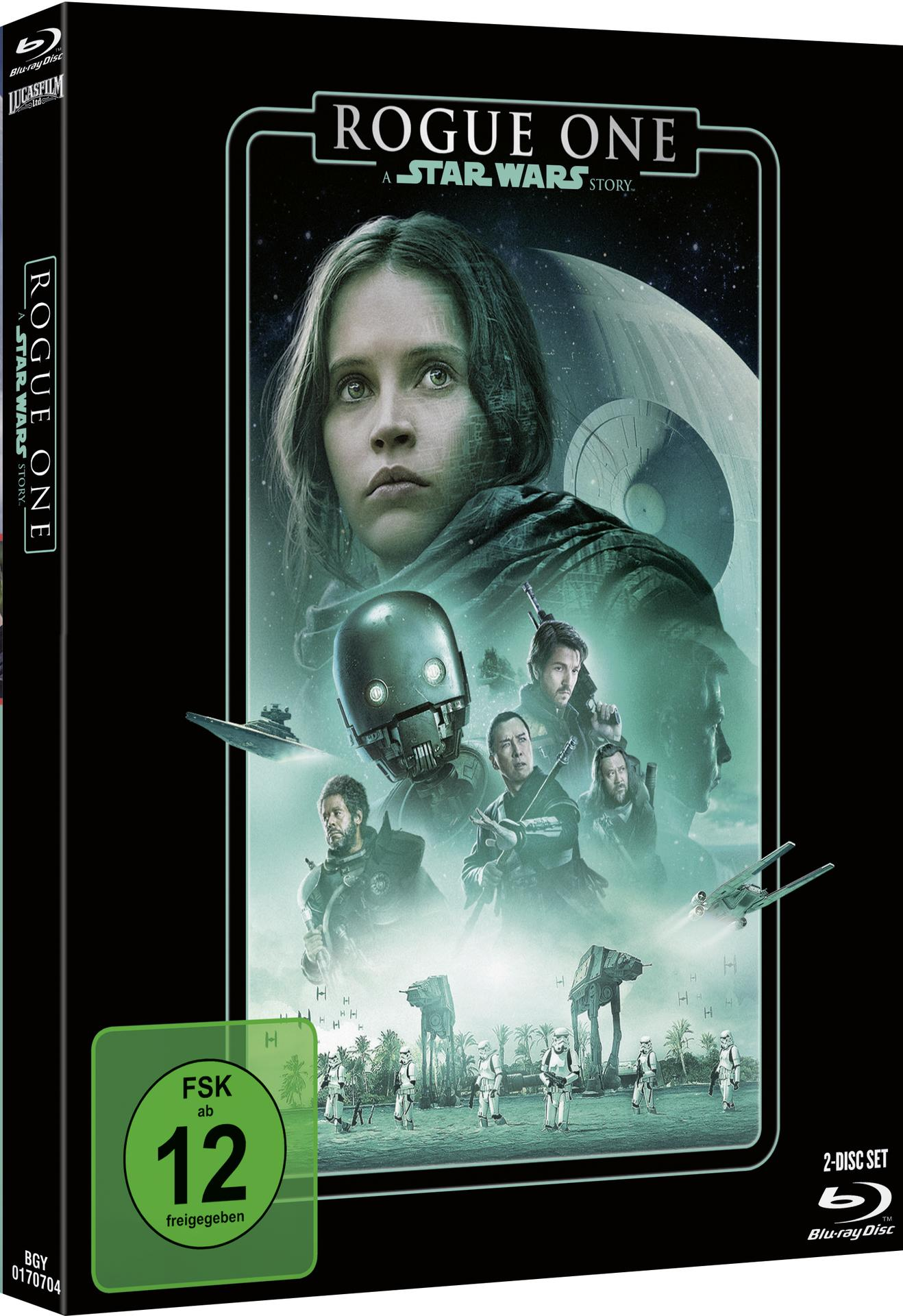 Das Cover des Films Rogue One. Es zeigt die Hauptfiguren und den Titel des Films.