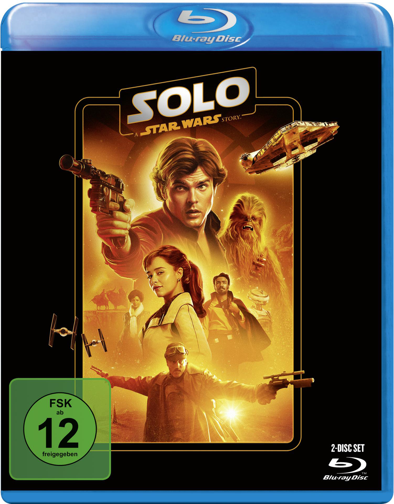 DVD-Cover von 'Solo: A Star Wars Story', mit Charakteren wie Han Solo und Chewbacca.