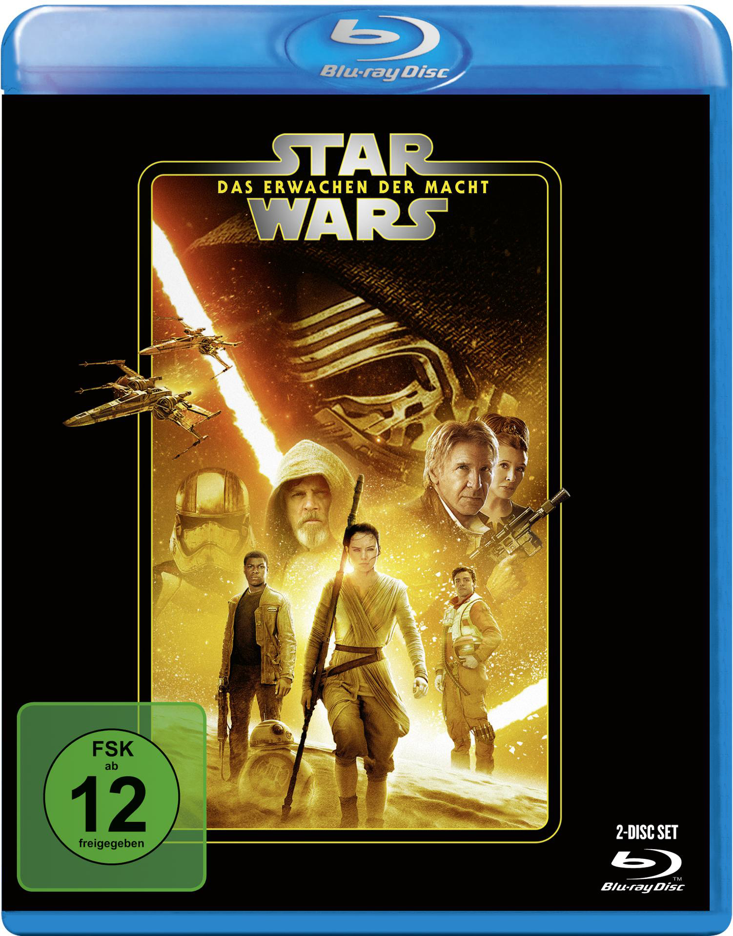 Blu-ray-Hülle des Films 'Star Wars: Das Erwachen der Macht' mit Charakterbildern.