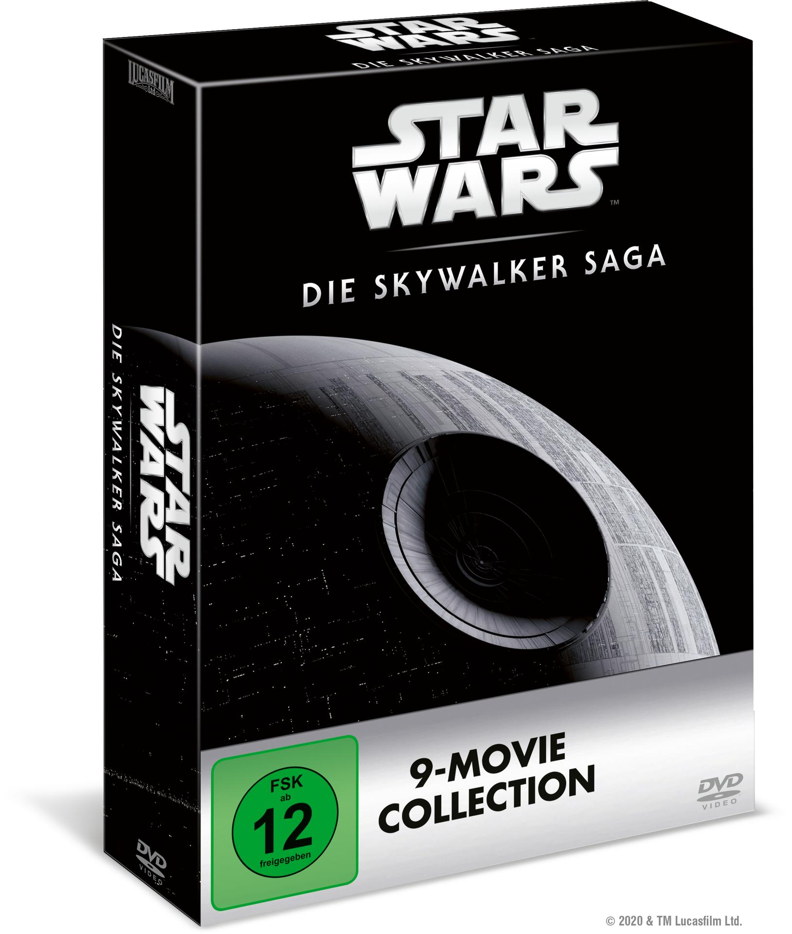 Star Wars Film-Kollektion DVD-Box, schwarzer Hintergrund mit weißem Text und dem Todesstern.